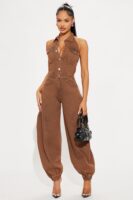 Jumpsuit in Chocolate 65% cotton