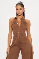 Jumpsuit in Chocolate 65% cotton