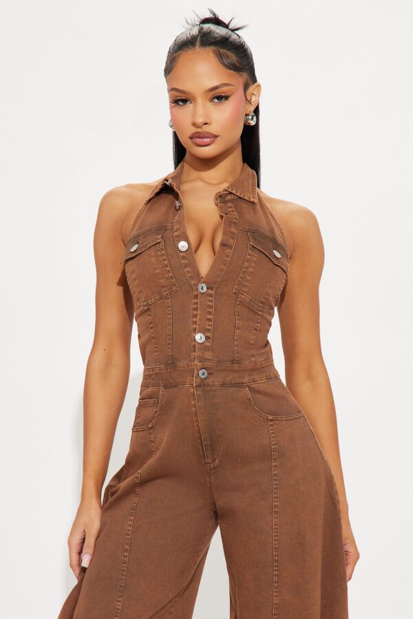 Jumpsuit in Chocolate 65% cotton