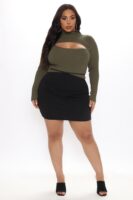 Mock-Neck Bodysuit in Olive