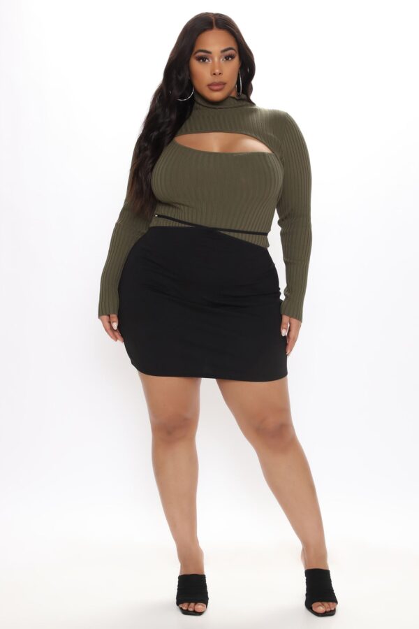 Mock-Neck Bodysuit in Olive