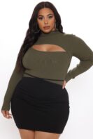 Mock-Neck Bodysuit in Olive