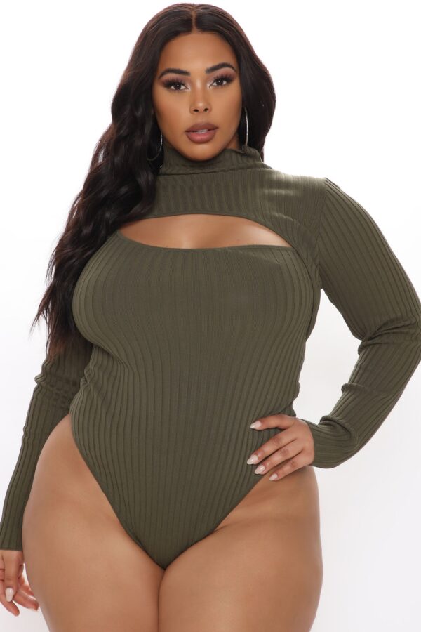 Mock-Neck Bodysuit in Olive