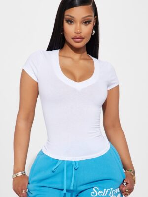 V-Neck Top in White