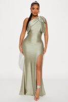 Sage One-Shoulder Dress
