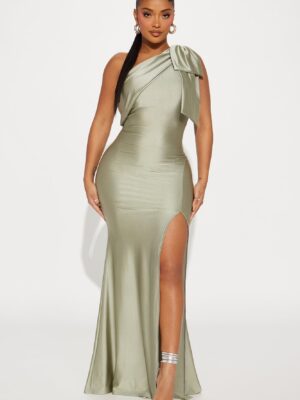Sage One-Shoulder Dress