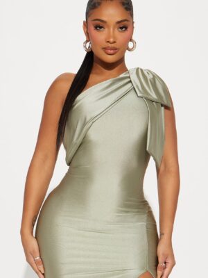 Sage One-Shoulder Dress