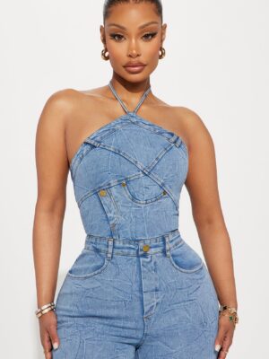 Denim Jumpsuit with wide leg