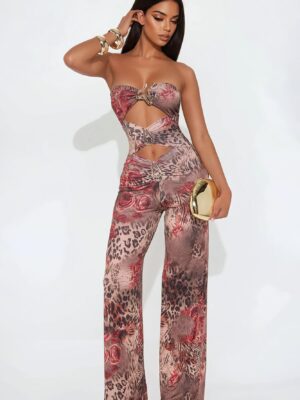 Brown Wide-Leg Jumpsuit
