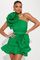 One-Shoulder Dress in Green
