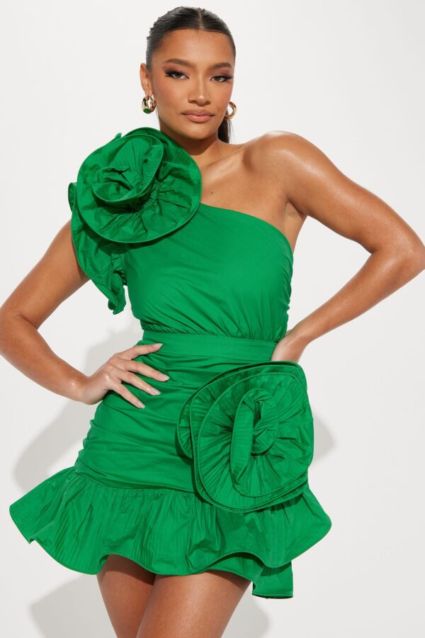 One-Shoulder Dress in Green