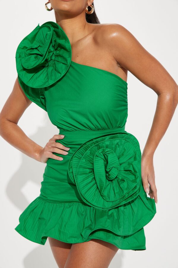 One-Shoulder Dress in Green