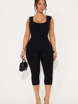 Rachel Snatched Capri Jumpsuit - Black
