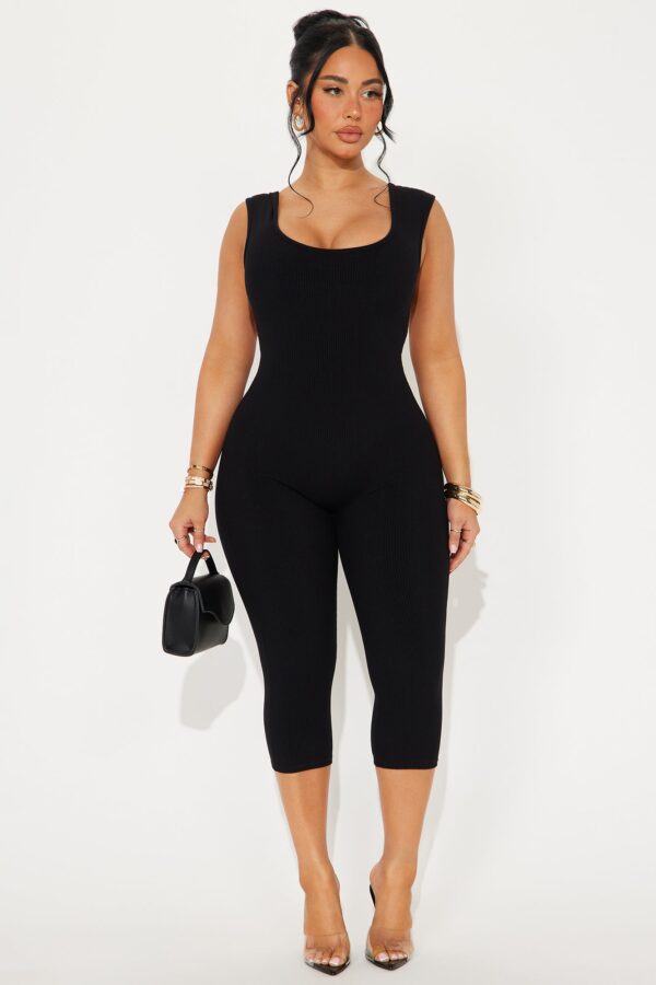 Rachel Snatched Capri Jumpsuit - Black