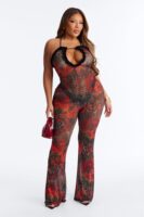 Every Rose Has Its Thorn Mesh Jumpsuit - Black/combo