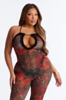 Every Rose Has Its Thorn Mesh Jumpsuit - Black/combo