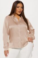 Satin Top in Taupe