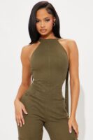 Wide-Leg Jumpsuit in Olive
