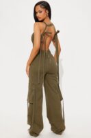 Wide-Leg Jumpsuit in Olive