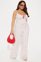 Red V-Neck Jumpsuit