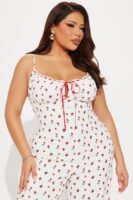 Red V-Neck Jumpsuit