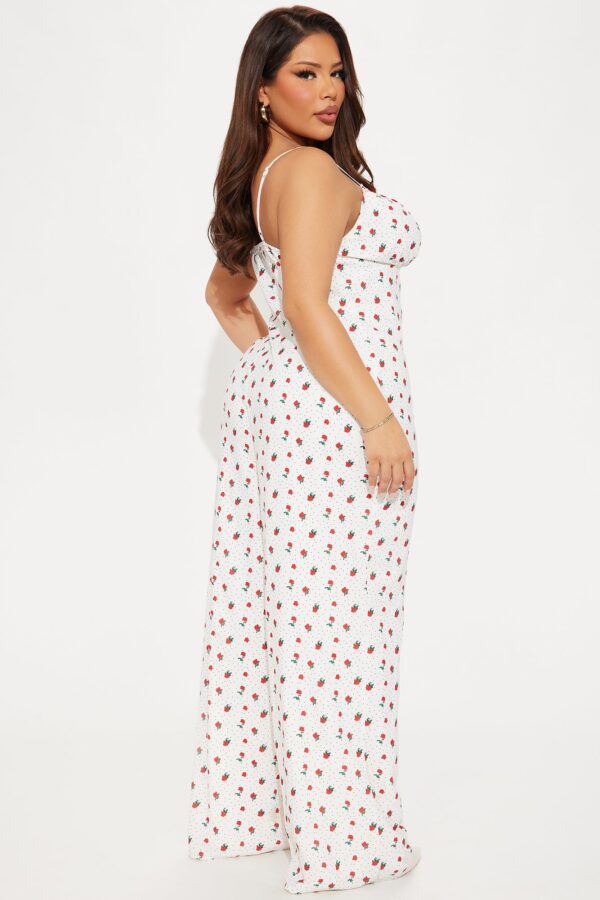 Red V-Neck Jumpsuit