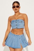 Square-Neck Skirt in Denim