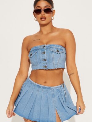 Square-Neck Skirt in Denim