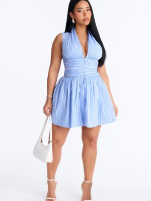 V-Neck Dress in Blue
