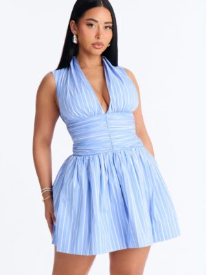 V-Neck Dress in Blue