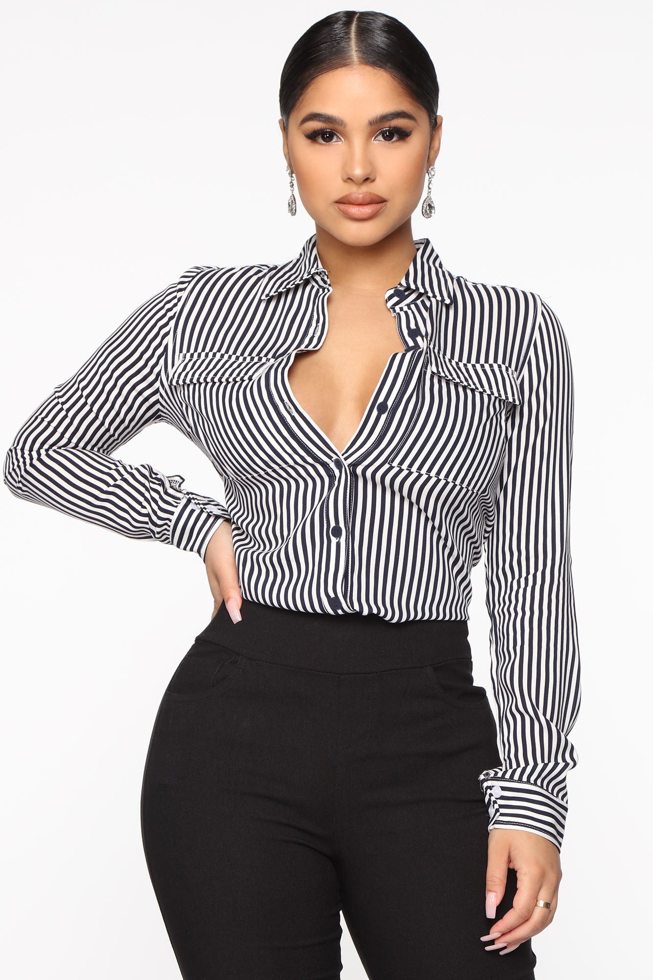 White and Navy Shirt