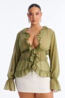 Top in Olive 100% polyester