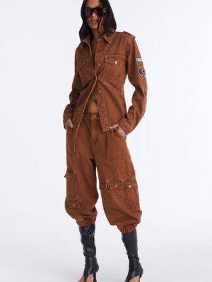 Shacket in Brown and Denim