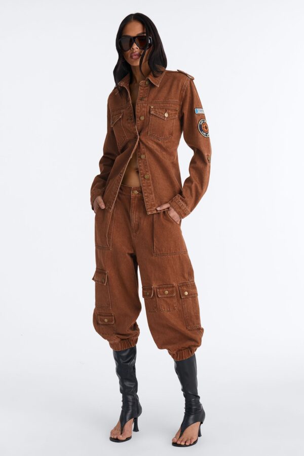 Shacket in Brown and Denim