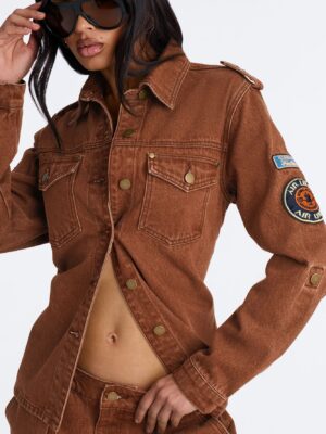 Shacket in Brown and Denim