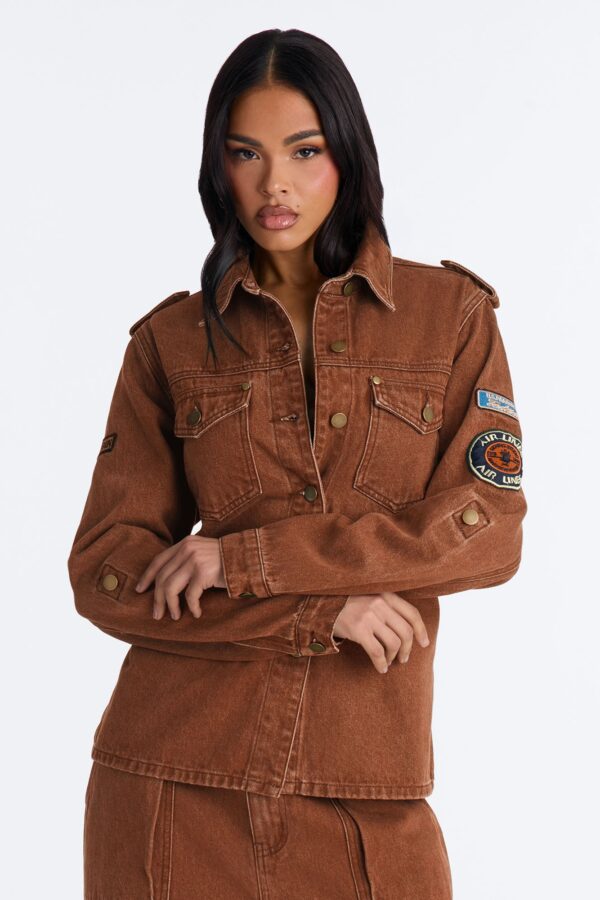 Shacket in Brown and Denim