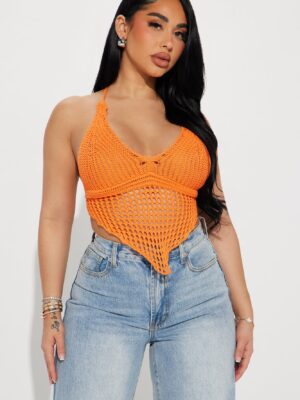 V-Neck Top in Orange