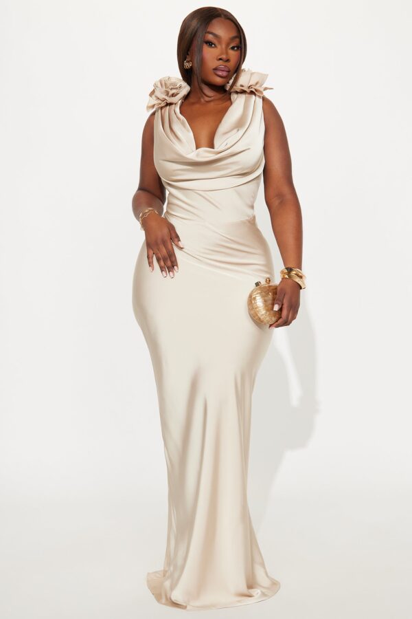 Taupe Cowl-Neck Dress