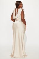 Taupe Cowl-Neck Dress