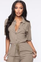 Linen Jumpsuit in Olive