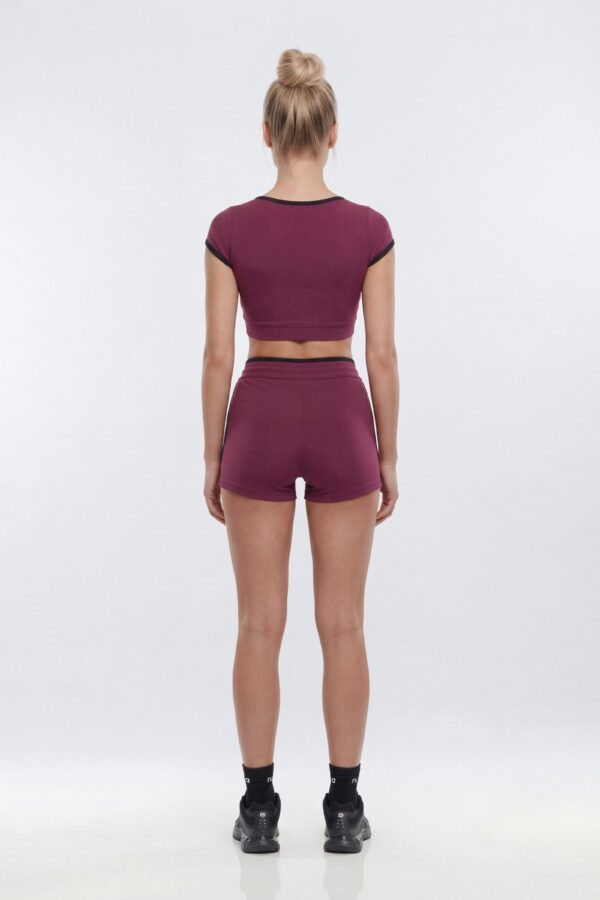 ProStretch™ Crop V-Neck Short Sleeve Sports Top - Merlot
