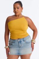 One-Shoulder Top in Mustard