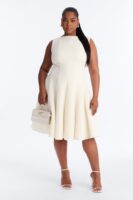 Cream Pleated Dress
