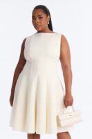 Cream Pleated Dress