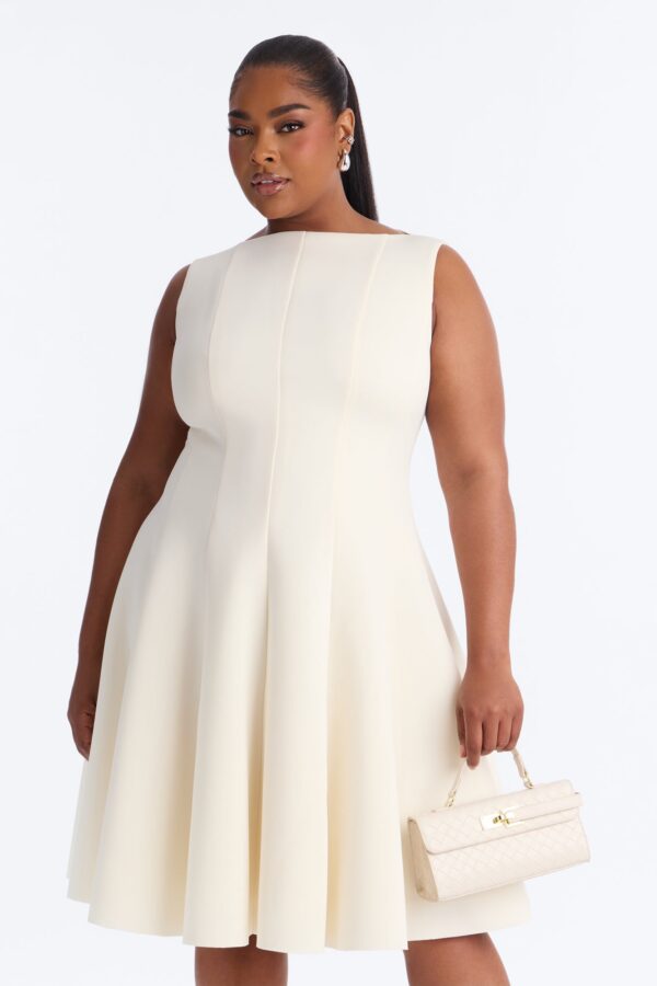 Cream Pleated Dress