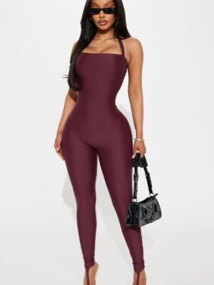 Jumpsuit in Burgundy 85% nylon