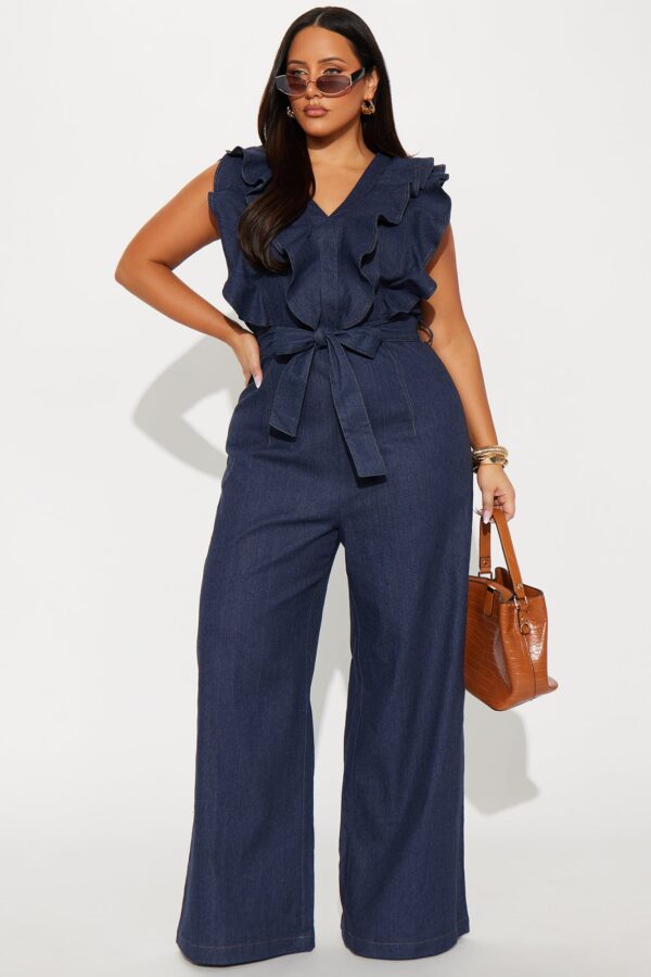 Denim V-Neck Jumpsuit