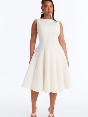 Cream Pleated Dress