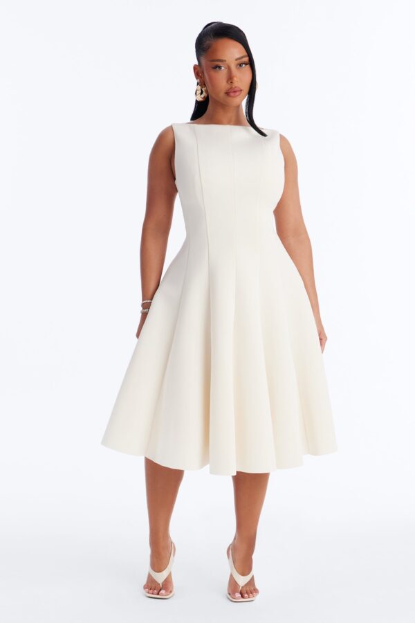 Cream Pleated Dress