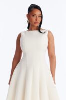 Cream Pleated Dress